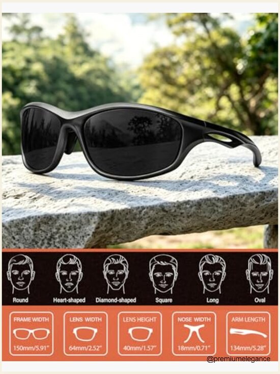 Wrap Around Polarized Sports Sunglasses UV Protection Rectangle Shades main image 7